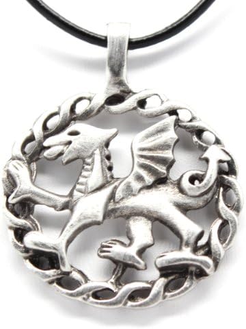 Trilogy Jewelry Pewter Welsh Red Dragon from Wales Flag Pendant, Leather Necklace