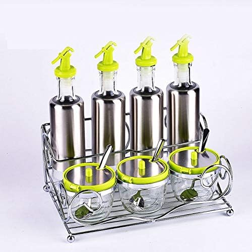 Cxmm Spice for Mason Jar Spice, Glass Burette Fett Salt shaker Stainless steel mixer Spice set Spice jar-B