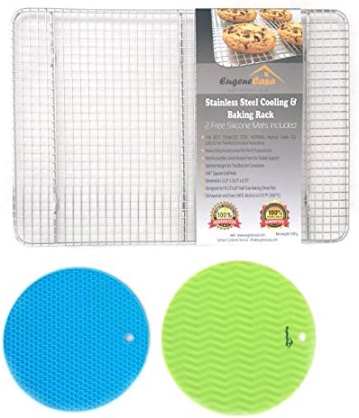 Best Cooling, Baking &amp; Roasting Rack –100% Stainless Steel, Medical Grade 316 (18/10) –Excellent Rust &amp; Corrosion Resistance, Very Heavy Duty Wire Cooler 11.5"x16.5" -2 FREE Silicone Mats Included