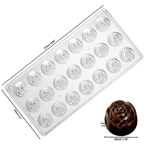 Funshowcase Rose, Heart, Dome, Diamond,Oval Shape Chocolate Mold PS Plastic 6-piece Set Bite Size