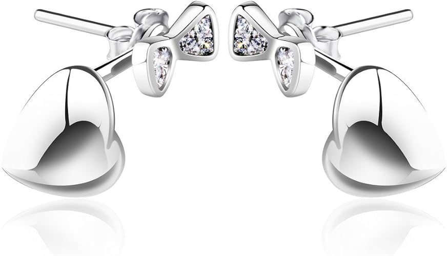 Amazon Infinite U 付け方多種タイプ ハートピアス 925シルバーピアス ジルコン石付き リボンダイヤモンドピアス レディースｓ925シルバー 銀製レディースイヤリング プラチナメッキ加工 アレルギー対応 銀のアクセサリー 銀色 ピアス 通販