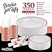Prestee Rose Gold Disposable Dinnerware Sets - 350-Piece Plastic Dinner Set for 50 Guests, Includes Plastic Plates, Cups, Cutlery, for Weddings, Baby Showers, and Party Dining