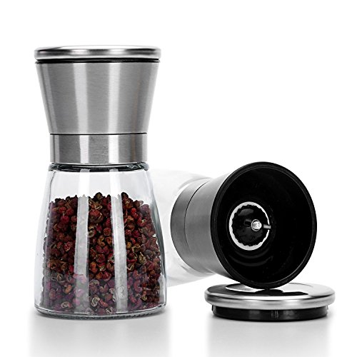 Pepper Mill And Salt Shaker Set CONPRO Hand Crank Grinder With Adjustable Ceramic Coarseness