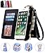 SINIANL Compatible with iPhone 7 Case, 2 in 1 Leather Zipper Wallet Multi-Functional Handbag Detachable Clutch Case with Folio Flip Credit Card Holder Cover Buckle Purse