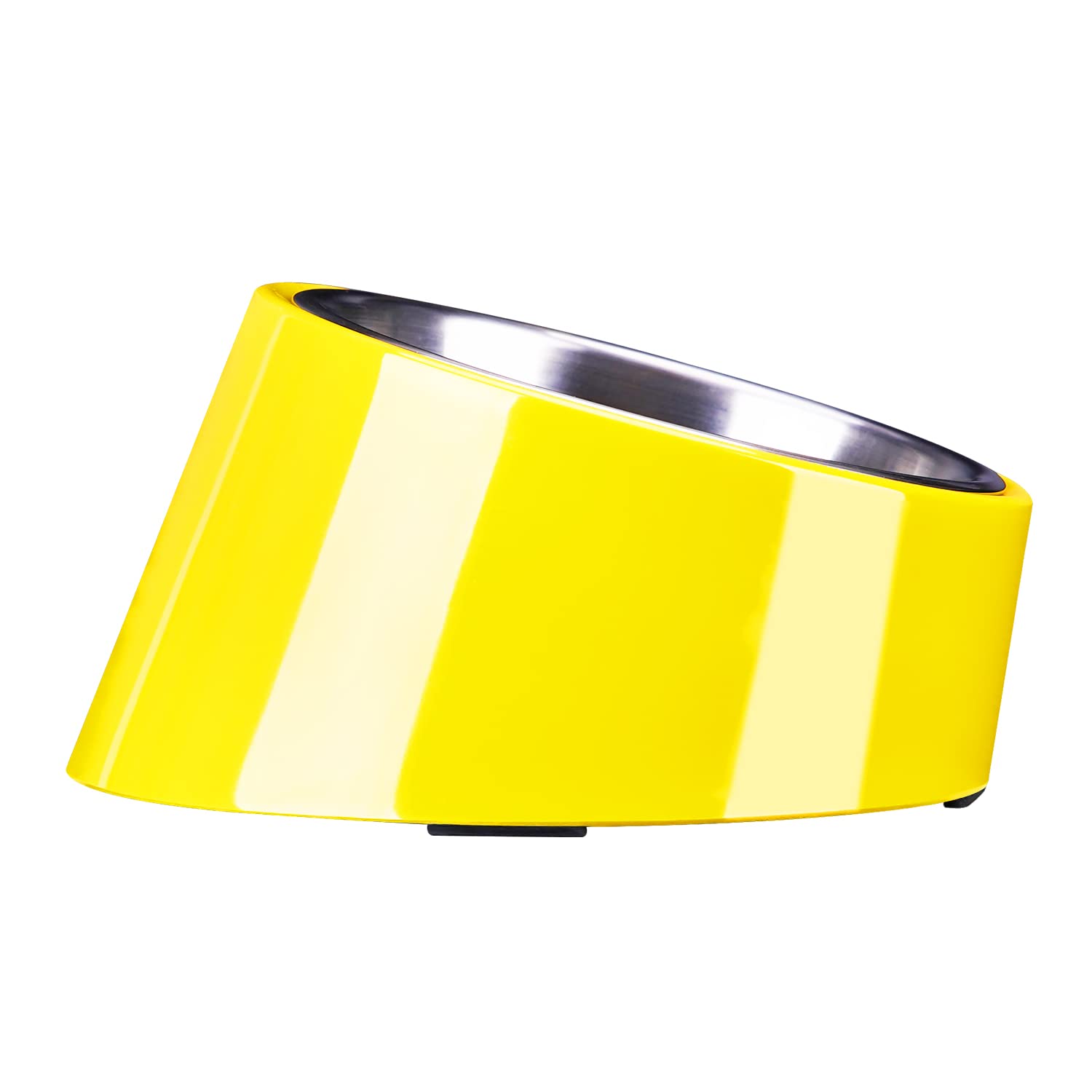 SUPERDESIGN Mess Free 15° Slanted Bowl for Dogs and Cats, Tilted Angle Bulldog Bowl Pet Feeder, Non-Skid & Non-Spill, Easier to Reach Food M/300ml Yellow
