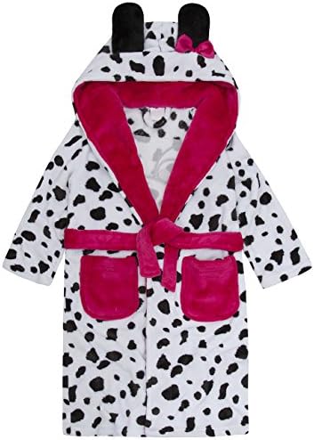 MiniKidz Dalmatian Dressing Gown Lounge Coat Hooded Plush Fleece Design