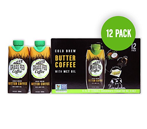 GRASS FED COFFEE | Cold Brew BUTTER COFFEE with MCT Oil, Works with Ketogenic Diet | 12 Pack