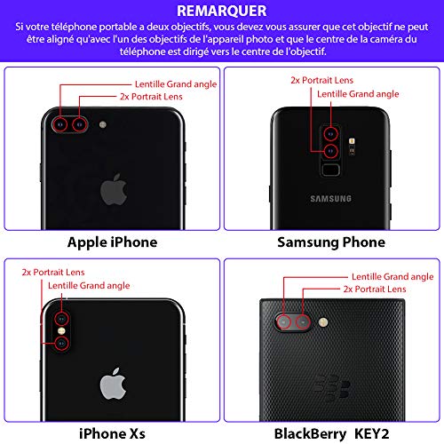 Merisny Kit Objectif Smartphone, 10 en 1 kit Objectif Universel, Fisheye, Macro, Wide Angle, Kaléidoscope, Flux, Star…