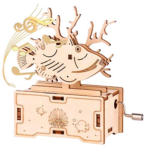 3D Wooden Puzzle Craft Toy, Assembly Puzzle Wood Craft Kit, Hand Crank Laser Engraved Vintage