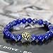 Big Cat Rescue Genuine Cobalt Blue Jasper Stone Beads Stretchy Elastic Bracelet with Lion Head Charm, 8mm, Unisex, for Friendship, Couples, Teens