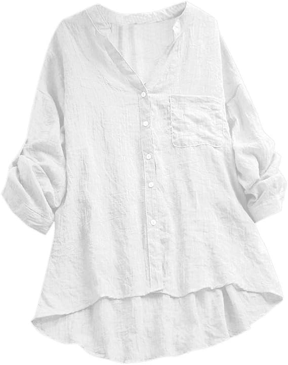 Amazon Tシャツ レディース 長袖 トップス ポケット付き 無地 Vネック ステッチ ブラウス 人気 夏服 透けて見える 快適な 軽い 柔らかい かっこいい ワイシャツ カジュアル シンプル オシャレ 春夏秋 対応 シャツ ブラウス 通販