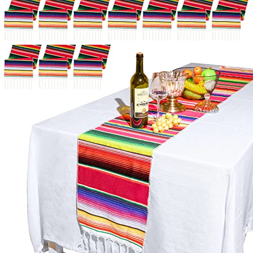 10 Pieces Mexican Serape Table Runners 14 x 84 Inch Mexican Theme Party