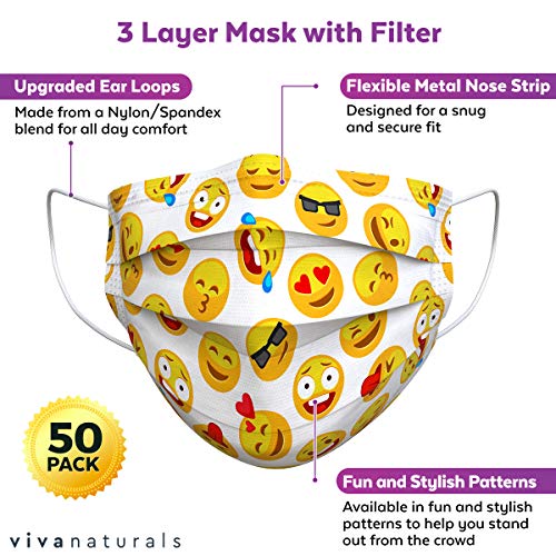 Cartoon Mask (50 Pack) 3Ply Cartoon Face Mask, Premium Cartoon Mask