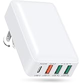 Flat USB C Charger Block, OKRAY 40W 4-Port Fast Charging Brick Foldable Wall Plug,PD3.0&QC3.0 Multiport Slim Travel Adapter Type C Phone Charger for iPhone 17 Air 16e 16 15 14 13 Pro,iPad Mini, iwatch