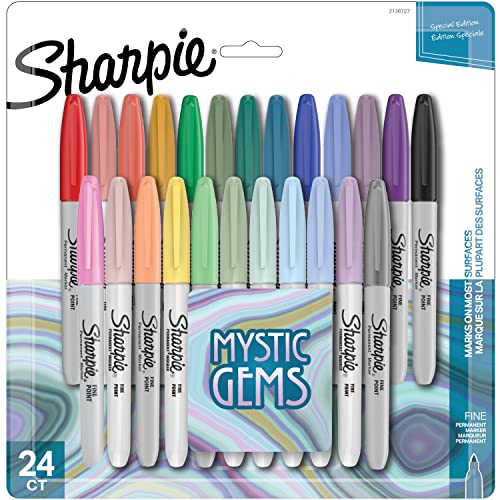 Sharpie Permanent Markers Fine Point Featuring Mystic Gem Color Markers Assorte…