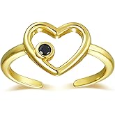 SHINYTE CATALINE 14K Gold Plated Dainty Heart Rings for Women, Adjustable Promise Ring with Cubic Zirconia,Valentines Day jewelry Gift for Her