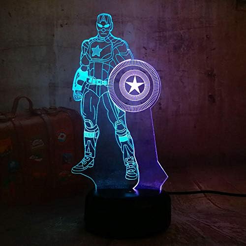 ttljydd Marvel NEW Captain America RGB LED Night Light Mixed Dual Color 7 Color Sleep Ta