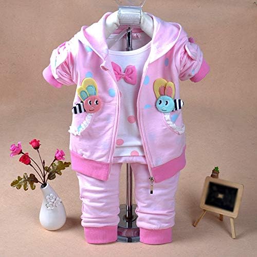Yao Baby Girls 3 Piece Sets T Shirt Vest and Pants (2-3Years,Pink), 2-3 Years - Image 3