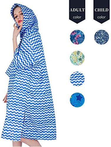 YOULERBU Changing Towel Poncho Wetsuit Changing Robe Quick Dry Surf Poncho Robe with Hood and Pocket for Surfer Swimmer Adults Men Women Kids