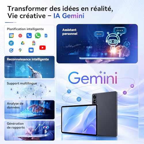 TABWEE Android 16 Tablette avec Clavier - Tablette 12 Pouces, 48 Go+256 Go, 10000 mAh, 16 MP+8 MP, 1600 * 2400 QHD+, Widevine L1, Gemini AI 3.1 Pro, GPS Intégré, Tablette 4G LTE (Garantie de 4 Ans)