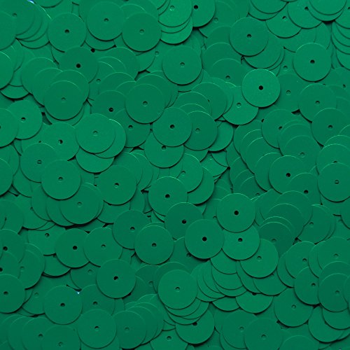 10mm Flat Round Sequin Paillettes ~ Opaque Green ~ Loose sequins for embroidery, bridal, applique, arts, crafts, and embellishment. Made in USA.
