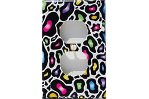 PRESTO LIGHT SWITCH PLATE COVERS Multicolored Leopard Print Outlet Switch Plate Cover in Blue, Pink, Yellow, Orange, and Green Leopard Print