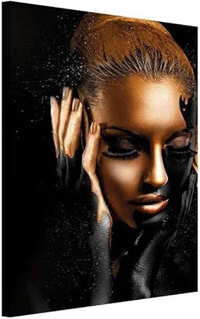 Amazon Com Abstract Gold Crown Wall Art Black African Woman American Decor Canvas Designed Pop Gold Earrings Necklace Black Girl Style Painting On Canvas Poster Print Frame 12 X 18 Artwork 07