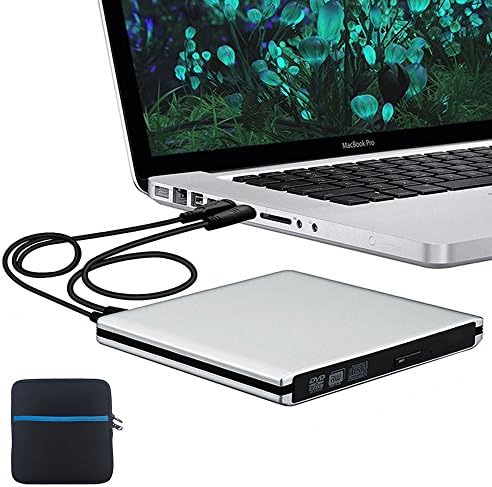 TOPCHU USB 3.0 External CD DVD Drive with Protective Storage Case, Aluminum alloy Portable Superdrive for Win10,Mac OSX, Apple Macbook Pro Air,Notebook,Laptop,Desktop (Silver)