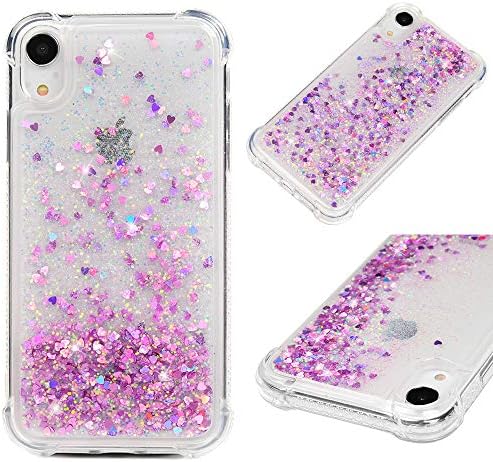 LaVibe iPhone XR Case Solid Color Bling Liquid Quicksand Flowing Moving Snow Design Cover Waterfall Floating Sparkle Hard PC Shell for iPhone XR - 6.1 inch