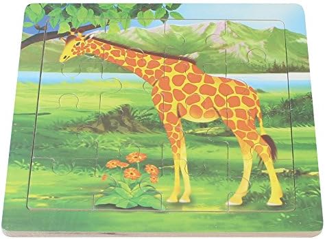 Wooden Giraffe Jigsaw Puzzle for Babies and Toddlers (16 Pieces) - Early Education and Learning Toy - Great for Travel on Planes or in the Home - 1, 2 3, 4 Year Old Kids