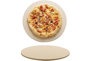 RMZUROCK Pizza Stone for Oven and Grill, Heavy Duty Cordierite Baking Pan, Round Baking Stone for Bread, Cookie, 14 Inch