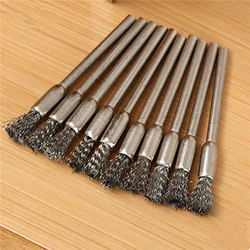 10pcs 3mm Rotary Steel Wire Wheel Brush Cup Tool Shank for Dremel Drill Rust Weld
