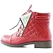 DailyShoes Women's Ankle Boots Combat Boot Low Heel Lace Up Zip Pocket Martin Short Wild Flat Style Fashion Non Slip Outdoor Shoes Exclusive Credit Card Bootie Susan-01 Red Pu 8.5