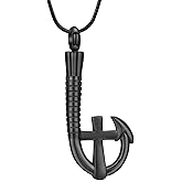 zeqingjw Cross Urn Necklace for Ashes for Men Women Fishing Hook Cremation Urn Pendant Ashes Holder Memorial Locket Keepsake Jewelry