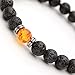 Top Plaza Jewelry - Black Lava Rock Beads Matte Agate Beads Elastic Energy Bracelet with 1 Red-Yellow Amber Bead (Lava/red Yellow Amber) …