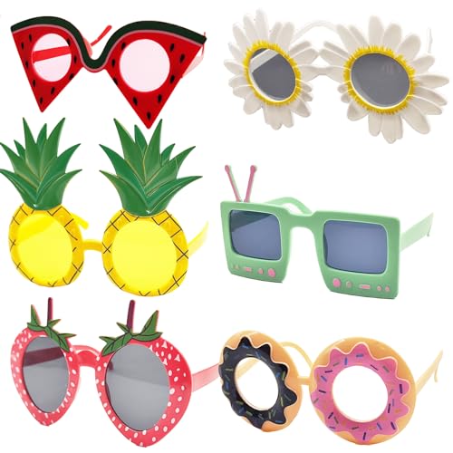 6pcs Hawaiian Party Sunglasses Funny Glasses Pairs Luau Party Sunglasses Party Favors for Summer Pool Beach Luau Theme Party Accessories Tropical Sunglasses Novelty Party Glasses Photo Booth Props