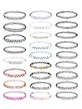 Mudder 26 Pieces Tattoo Choker Set Henna Gothic Stretch Chokers Necklaces with Flower, Imitation Pearl and Crystal Beads, Colorful