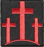 Three Crosses Patch embroidered Christian patch - By Patch Squad (Red on Black)
