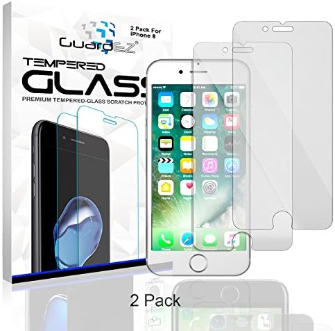 GuardEZ 2 Pack iPhone 8 Screen Protector , iPhone 8 Tempered Glass Screen Cover 9H Hardness for Apple iPhone 8