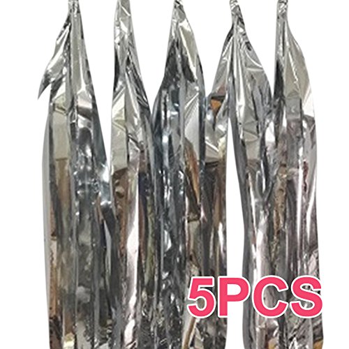 5 PCS DIY Tasseled Banner Paper Tassel Garland Novel Wedding Ceremony Party Supplies Photography Garland Hanging Ornament Decor Silver