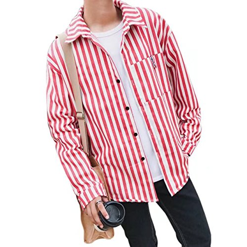 Amazon Boxuan春夏秋メンズ シャツ 長袖 ストライプシャツ 細身