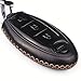 Cadtealir Calfskin Genuine Leather 2008-2018 Nissan Altima Maxima Murano Pathfinder Rogue Armada Key fob Cover case Holder only for 5 Buttons Black Color (3 Buttons)