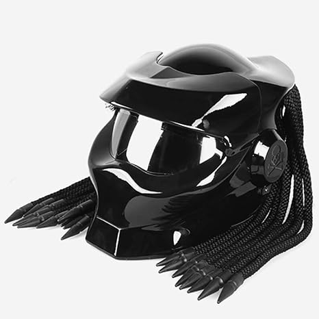 BSDDP Motorradhelm Universal Predator Vollgesichtsmaske Carbon Fiber NECA Ironman Fransen Zöpfe Motorradhelm