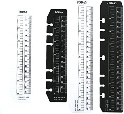 4 Pcs Notepad Bookmark Ruler Plastic Page Pouch Pagefinder Separator Measuring Today Ruler for A5 A6 6 Holes Loose-Leaf Notebook Sold by Doptou(2 Transparent + 2 Black)