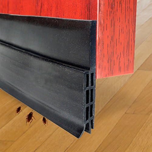 ShineVGift Door Draft Stopper Under Door Sweep Weather Stripping Under Door Draft Stoppers Black Door Draft Seal 1.96 X 39.4 Inch