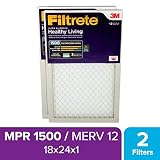 Filtrete MPR 1500 18x24x1 AC Furnace Air Filter, Healthy Living Ultra Allergen, 2-Pack