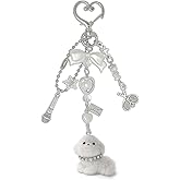 Nalefow Cute Pink Keychain,Fuzzy Cat Keychain Aesthetic Y2K KeychainStylish KeychainsAccessories