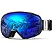 OutdoorMaster OTG Ski Goggles - Over Glasses Ski/Snowboard Goggles for Men, Women & Youth - 100% UV Protection (Black Frame + VLT 15.4% Blue Lens)