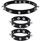 macoking Leather Studded Bracelet Choker Punk Spike Rivet Cuff Metal Black Wristband