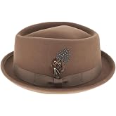 Belfry Crushable Porkpie Fedora Hat Men's Vintage Style 100% Pure Wool in Black Brown Grey Navy Pecan and Striped Band